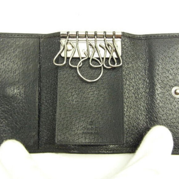Authentic Gucci Key holder Key case GG Black Silver Woman - Picture 4 of 6